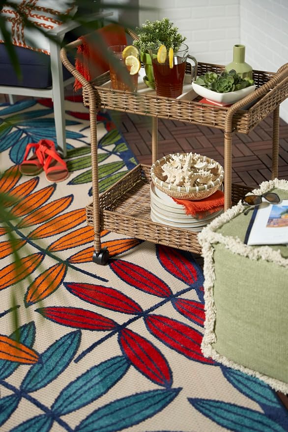 Nourison Home Aloha Multicolor 9' x 12' Area Rug - Easy Clean, Non Shedding, Bed Room, Living Room, Dining Room, Kitchen (9' x 12')