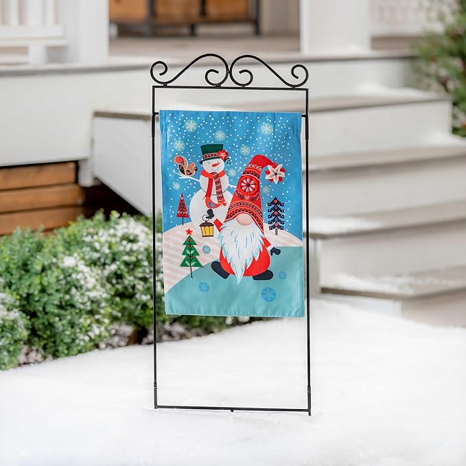 Evergreen Flag Gnome Snowman Applique Garden Flag | 12x18 Inches Double Sided Christmas Garden Flag for Outside | Outdoor Small Flag Décor for Home, Yards and Gardens
