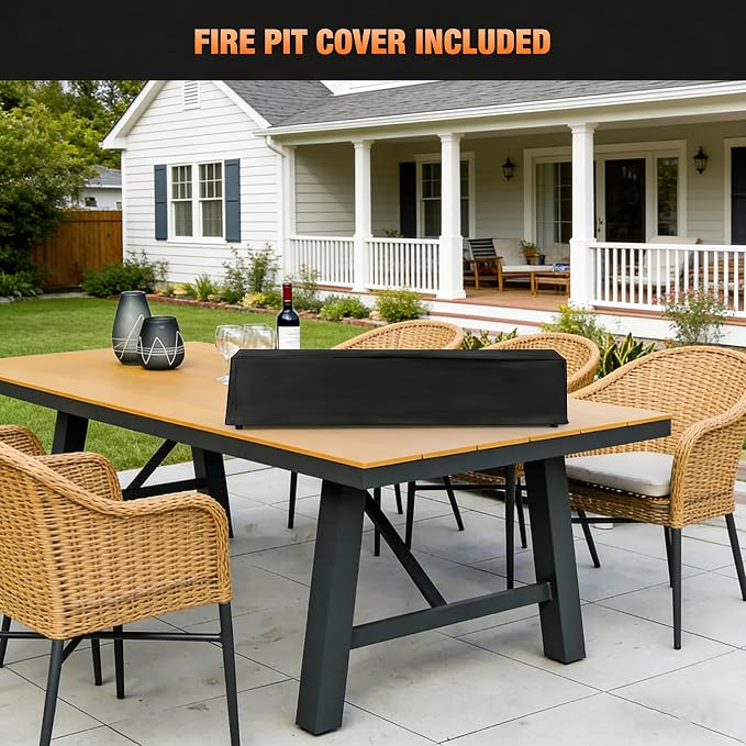 28" Propane Gas Fire Pit with 10FT Hose, Covers & Glass Beads, Portable Smokeless Tabletop Fireplace for Patio Backyard Camping RV Tailgating, Gift Choice, 40000BTU, FP063