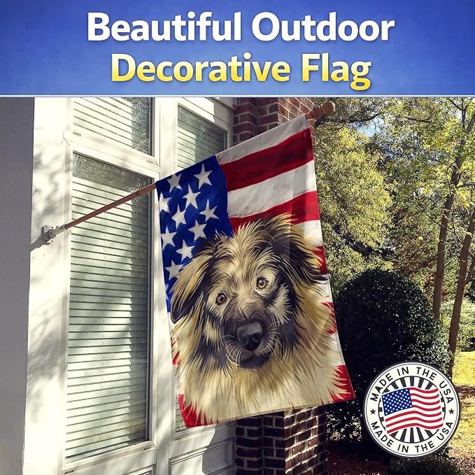 Caroline's Treasures CK6587CHF Karst Shepherd American Flag House Flag Large Porch Sleeve Pole Decorative Outside Yard Banner Artwork Wall Hanging, Polyester, House Size, Multicolor