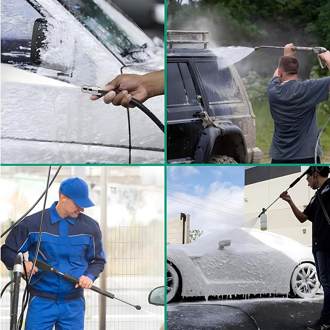 Selkie Pressure Washer Sewer Jetter Kit - 100Ft X1/4" Hydro Drain Jetter Cleaner Hose, Corner, Rotating and Button Nose Sewer Jetting Nozzle Waterproof Tape,Orifice 4.0 4.5,1/4 Inch NPT,5800 PSI