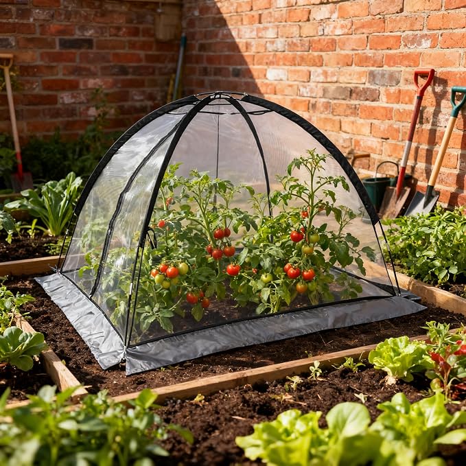 Doublehorse Pond Cover Net: Large 5 x 7 FT Heavy-Duty Dome Nylon Mesh for Outdoor Fish Koi Garden Winter Protection from Leaves & Debris Netting Plant Covering Tent with Zipper Stakes