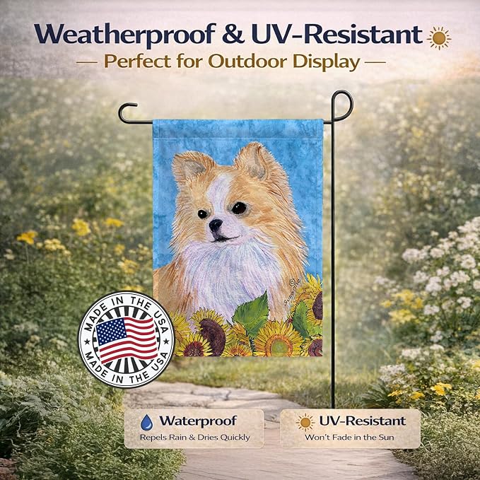 Caroline's Treasures SS4242GF Chihuahua in Summer Flowers Garden Flag Mailbox Flag Decorative Yard Flag Banner Outside Patio Artwork Yard Flower Beds, Garden Size, Multicolor