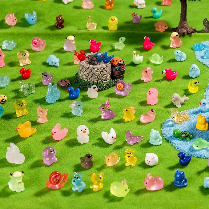 300pcs Mini Resin Animals Many Styles Variety Tiny Animals Figures Miniature Little Small Animal Figurines Bulk for Micro Fairy Garden Landscape Accessories Hide Crafts Decor Aquarium