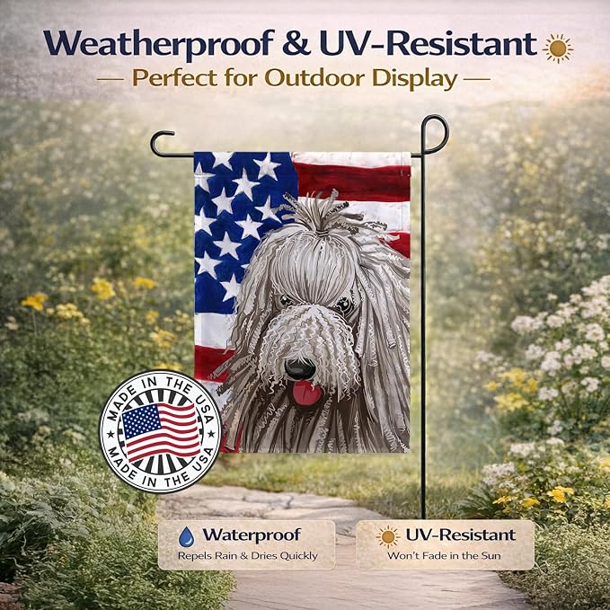 Caroline's Treasures CK6594GF Komondor American Flag Garden Flag Mailbox Flag Decorative Yard Flag Banner Outside Patio Artwork Yard Flower Beds, Garden Size, Multicolor