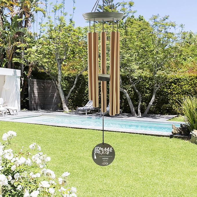 ASTARIN Memorial Tree of Life 36" Wind Chimes, Personalized Name Sympathy Wind Chime, in Memory of Loss Mom Loved One, Large Deep Tone Bereavement Windchimes for Outside Clearance(Produced in Texas)