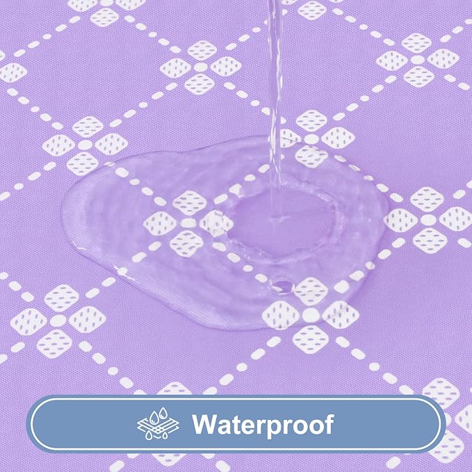 misaya Rectangle Vinyl Table Cloth, Elastic Fitted Tablecloth with Flannel Backing, Waterproof Plastic Table Cover Fits 4 Foot Folding Tables for Picnic, Camping and Outdoor (Lavender, 30" x 48")