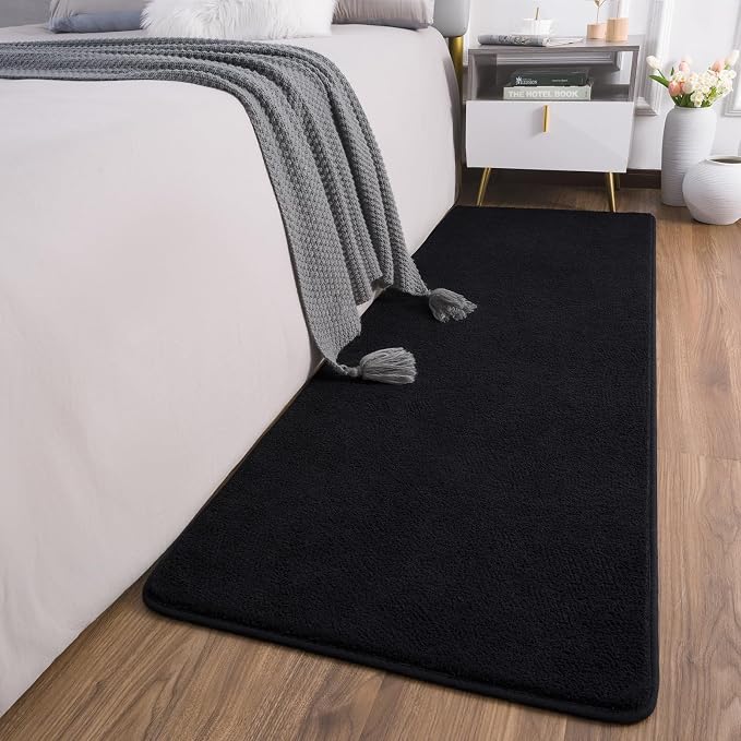 AROGAN 2x6 Runner Rug for Hallway, Long Runner Rugs Non Slip, Black | Soft Washable Memory Foam Carpet for Bedroom, Non Slip Backing Runners Rug for Hallways, Kitchen, Bathroom, Entryway Home