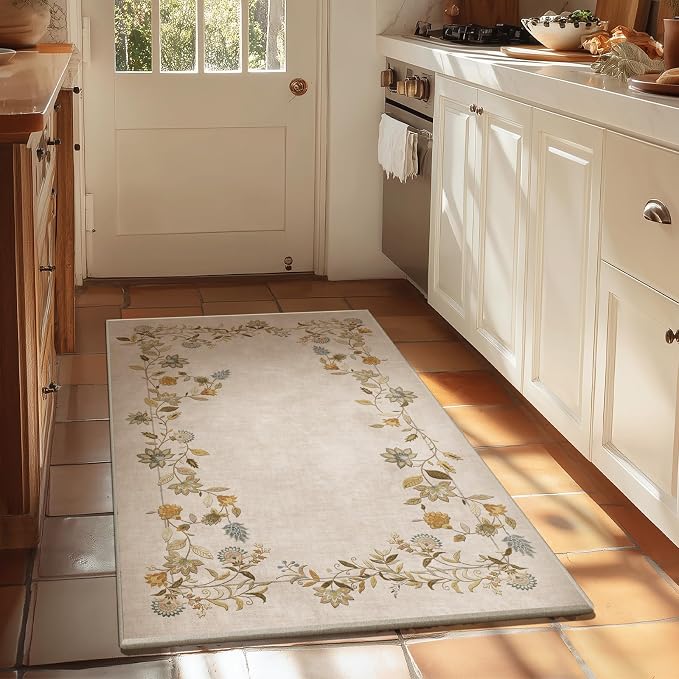 3x5 Washable Area Rugs for Entryway: Small Throw Rug Stain Resistant Non Slip Low Pile Soft Faux Wool Lightweight Entry Rugs for Living Room Bedroom Kitchen Indoor Bathroom Laundry Room Home Office