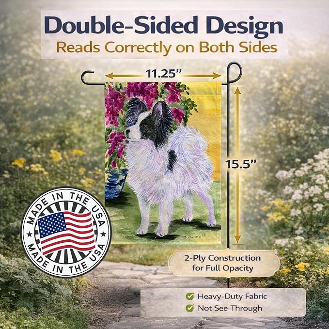 Caroline's Treasures SS8477GF Papillon Garden Flag Mailbox Flag Decorative Yard Flag Banner Outside Patio Artwork Yard Flower Beds, Garden Size, Multicolor