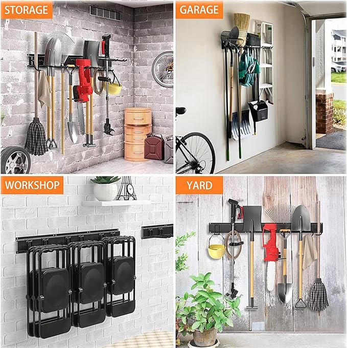 Garage Wall Organizer-Garden Tool Rack Wall Mount | Tool Hangers For Garage Wall,Suitable For Hanging Folding Chairs,Ladders,Shovels And Other Tools