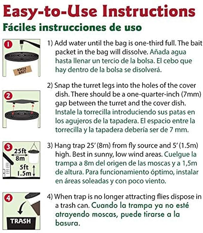 Flies Be Gone Fly Trap - Disposable Protein-Powered Attractant Fly Catcher - Natural Bait Trap for Patios, Ranches, Outdoor Environments - Easy to Use Outdoor, Keeps Flies from Coming Indoors