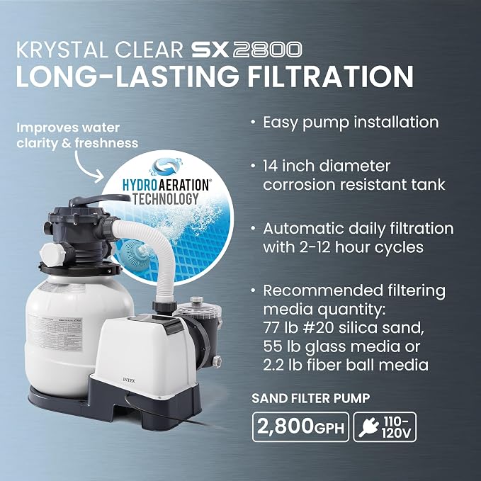 INTEX Ultra XTR 32ft x 16ft x 52in Above Ground Swimming Pool Set Bundle | 26373EH - 2800 GPH Sand Filter Pump, Ladder, Pool Cover & Ground Cloth with Maintenance Cleaning Kit (2-Pack) Included