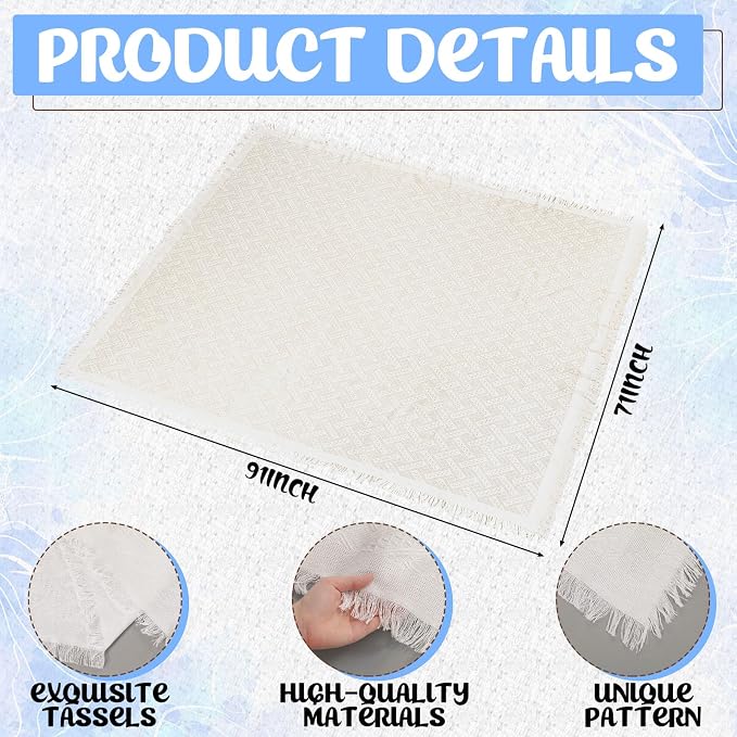 Beeveer 14 Pack Picnic Kit 91x71 Inch Extra Large Outdoor Boho Picnic Blanket with Light Blue Table Runner, 6 Throw Pillow Cover 6 Napkin Woven Cotton Yarn Washable Beach Blanket for Camp Wedding