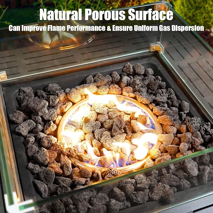 20LB Black Lava,Lava Rock Granules,Stones for Indoor Gas Fireplaces, Fire Pits, and Fire Pit Tables, Gas Fireplace Rocks, Fire Pit Stones for Outdoor Grills and Landscaping(1.2"-2")