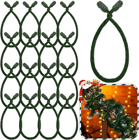 Zhengmy 16 Pcs 25 Inches Christmas Velvet Garland Ties Christmas Decorative Twist Ties for Banister Reusable and Flexible Twist for Xmas Home Decorations Holiday Craft Wrapping(Olive)