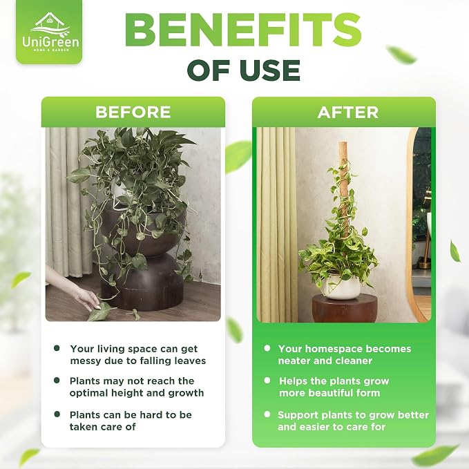 UNIGREEN 2Pack 87'' Large Premium Moss Pole, Coir Totem Poles for Big Indoor Plants, 47'' Moss Sticks for Monstera Plant Support, Plant Pole for Big Climbing Plants Indoor