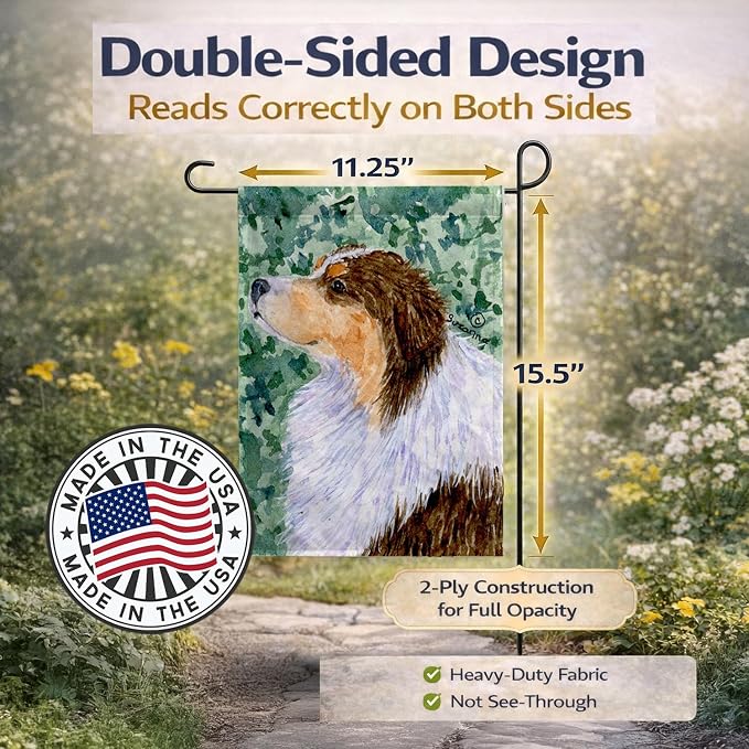 Caroline's Treasures SS8738GF Australian Shepherd Garden Flag Mailbox Flag Decorative Yard Flag Banner Outside Patio Artwork Yard Flower Beds, Garden Size, Multicolor