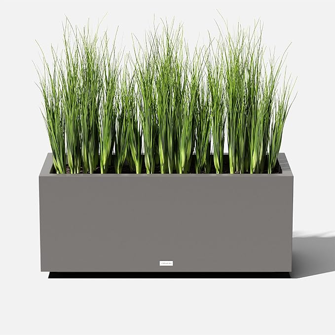 Veradek Block Series Long Box Planter, Large Rectangular | Indoor or Outdoor Use, Durable All-Weather, Drainage Holes, Modern Décor, For Tall Plants, Flowers or Shrubs