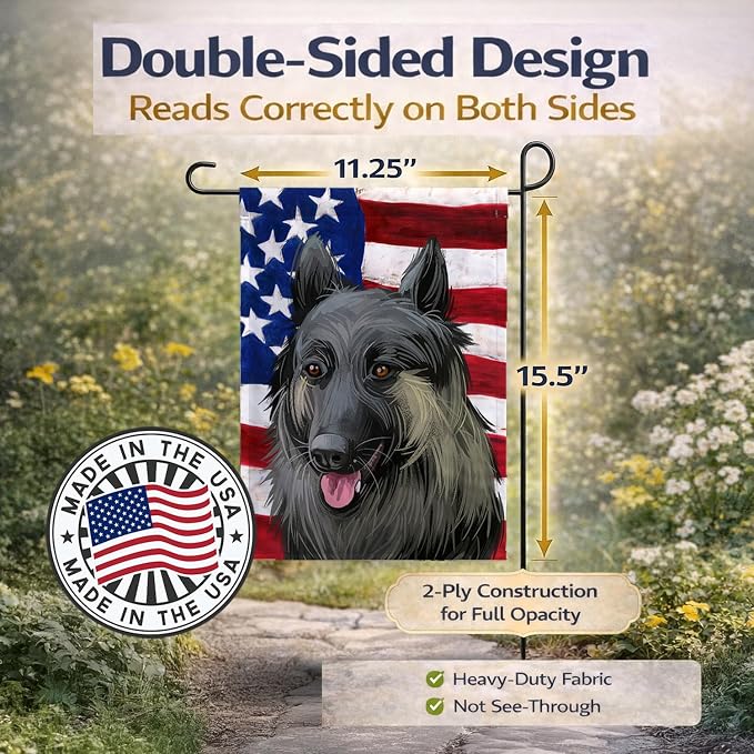 Caroline's Treasures CK6707GF Shiloh Shepherd Dog American Flag Garden Flag Mailbox Flag Decorative Yard Flag Banner Outside Patio Artwork Yard Flower Beds, Garden Size, Multicolor