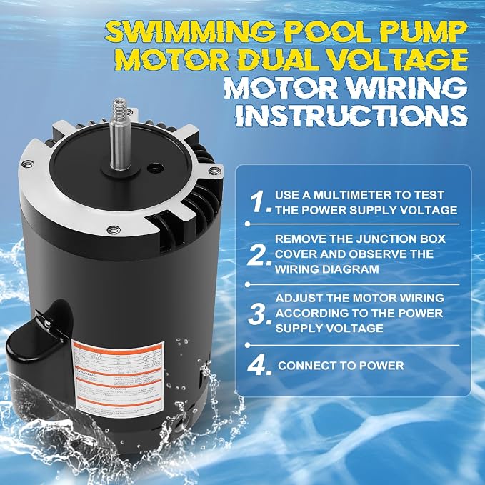 B129 Pool Pump Motor 1.5 HP 56J Frame Fit for Century A.O. Smith 1 Speed | Fit for Century A.O. Smith 1.5HP Single Speed, 3450 RPM, 56J Frame, 115A/230V, 18.4/9.2 Amps, Swimming Pool Motor