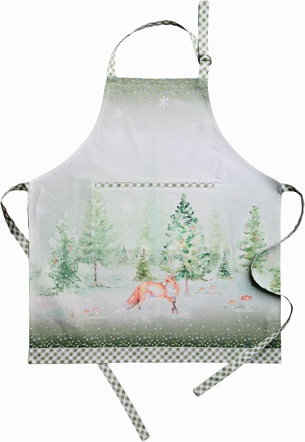 Maison d' Hermine Aprons for women with Pocket 100% Cotton (27.50"x31.50") | Adjustable Neck Strap & long ties Apron Men Chef Wedding Cooking Gardening Server Maid