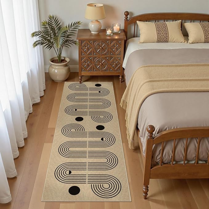 UERMEI 2x6 Outdoor Jute Runner Rug Neutral Washable Geometric Brown | Patio Non Slip Indoor Runners Carpet for Hallway Kitchen Bedroom Porch Laundry Bathroom
