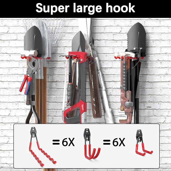 3-H Heavy Duty Garage Hooks, 31 Pack Wall Storage Organizer,Red