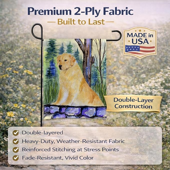 Caroline's Treasures SS8111GF Golden Retriever Garden Flag Mailbox Flag Decorative Yard Flag Banner Outside Patio Artwork Yard Flower Beds, Garden Size, Multicolor