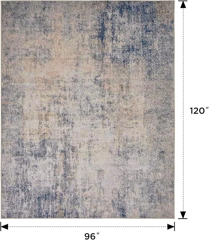 Joydeco 8x10 Area Rugs for Living Room, Non Slip Modern Abstract Machine Washable Rug, Low Pile Stain Resistant Non-Shedding Thin Carpet for Bedroom, Dining Room, Home Office, Pet & Child Friendly