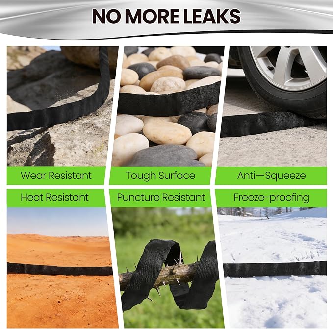 50FT Non-Expandable Garden Hose Lightweight Flexible Water Hose With Sprayer Nozzle High Pressure Kink Resistant & Leakproof Durable Portable For Yard Garden Lawn