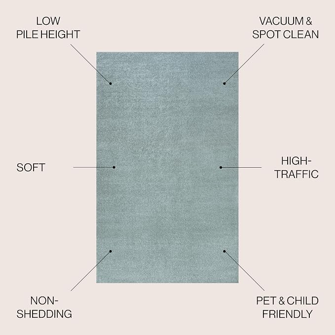 JONATHAN Y Haze Solid Low-Pile Aqua Blue Indoor Area Rug 4x6, Coastal,Bohemian,Minimalist,Classic, Easy-Cleaning for Living Room,Bedroom,Kitchen,Pet Friendly,Non-Shedding (SEU100S-4)