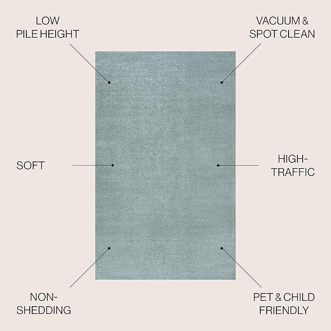 JONATHAN Y Haze Solid Low-Pile Aqua Blue 6x6 Square Indoor Area Rug, Coastal,Bohemian,Minimalist,Classic, Easy-Cleaning for Living Room,Bedroom,Kitchen,Pet Friendly,Non-Shedding (SEU100S-6SQ)