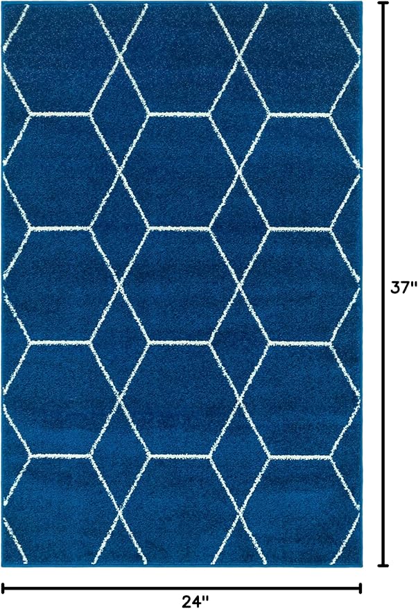 Unique Loom Trellis Frieze Collection Area Rug - Geometric (2' x 3' 1", Navy Blue/ Ivory)