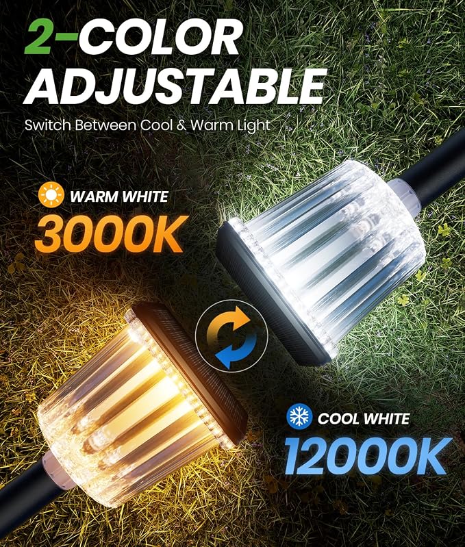 Super Bright Solar Powered Outdoor Lights 4 Pack,Adjustable Warm&Cool White,Waterproof IP65 Solar Garden Decorations Landscape Lighting Outside for Front Yard/Patio/Walkway/Driveway/Lawn/Pathway Light
