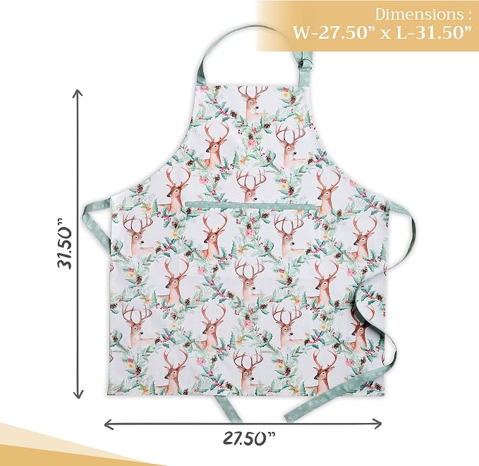 Maison d' Hermine Aprons for women with Pocket 100% Cotton (27.50"x31.50") | Adjustable Neck Strap & long ties Apron Men Chef Wedding Cooking Gardening Server Maid