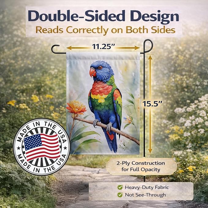 Caroline's Treasures Rainbow Lorikeet Garden Flag Mailbox Flag Decorative Yard Flag Banner Outside Patio Artwork Yard Flower Beds, Garden Size, Multicolor