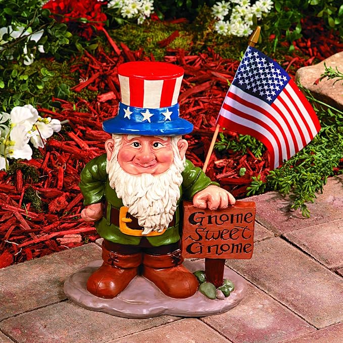 Fun Express Garden Gnomes Outdoor Statue | 5 Interchangeable Seasonal Hats, Resin Gnome Figurines, Yard Decorations, Christmas Halloween Easter Holiday Gnome Decor