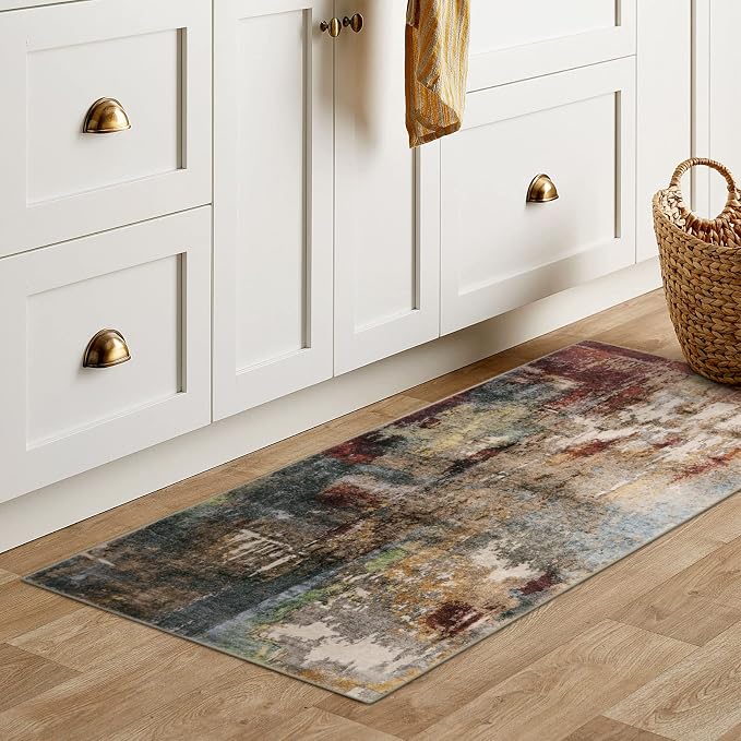 Lahome Kitchen Rugs, 2x4 Washable Rug with Soft Low-Pile for Entryway and Hallyway, Non-Slip & Small Carpet for Bathroom, Easy Clean Door-Friendly Mat, Kid &Pet Friendly Modern Decor 2x4 Red