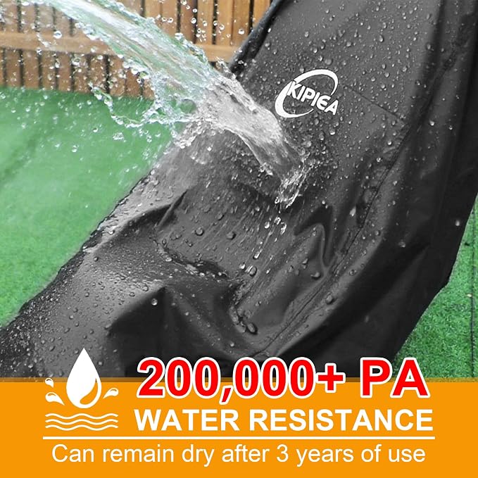 Kipiea Outdoor 600D Lawn Mower Cover Waterproof, UV & Tear-Resistant with 4 Buckles and 2 Drawstrings for Most Push Lawn Mowers