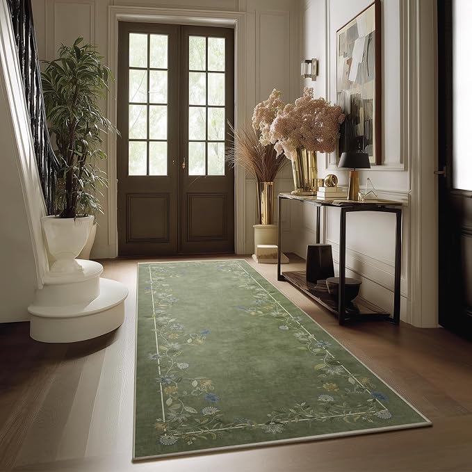 2x6 Washable Rug Runners for Hallways: Runner Rug Non Slip Backing Stain Resistant Low Pile Soft Indoor Floor Carpet Runners for Kitchen Entryway Hallways Bedroom Laundry Room Farmhouse Indoor