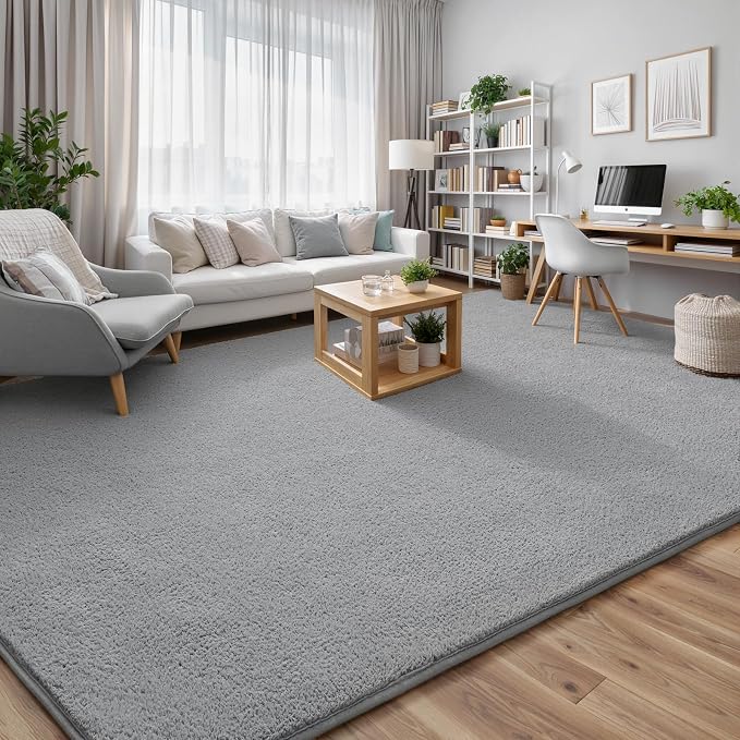 Keeko 5x8 Area Rugs for Living Room,Soft Washable Memory Foam Bedroom Rug | Indoor Throw Rug Low Pile Minimalist Non Slip Carpet for Kids Nursery Classroom Dorm Room Home Decor Grey