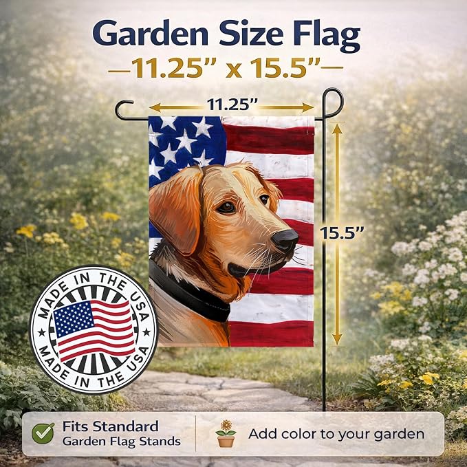 Caroline's Treasures CK6691GF Schiller hound Dog American Flag Garden Flag Mailbox Flag Decorative Yard Flag Banner Outside Patio Artwork Yard Flower Beds, Garden Size, Multicolor