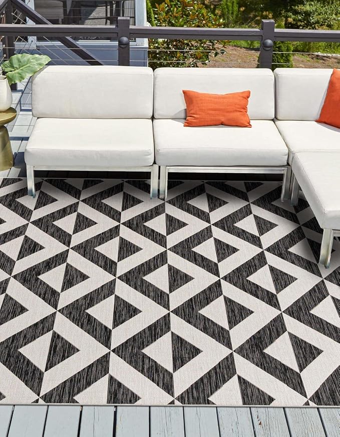 Jill Zarin Jill Zarin Outdoor Collection Area Rug - Napa (10' Square Charcoal Gray/Ivory)