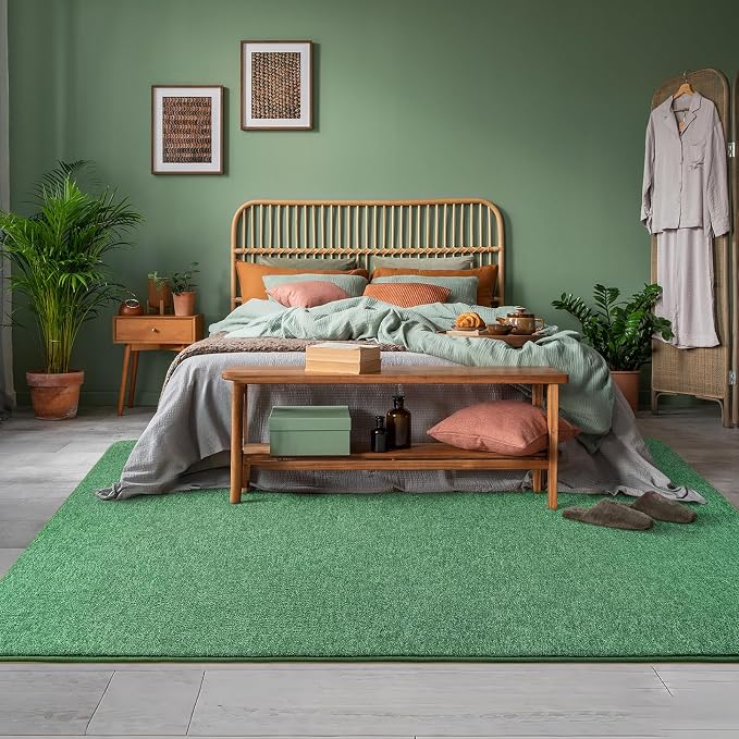 AROGAN 2x8 Runner Rug for Hallway, Long Runner Rugs Non Slip, Matte Green | Soft Washable Memory Foam Carpet for Bedroom, Non Slip Backing Runners Rug for Hallways, Kitchen, Bathroom, Entryway Home