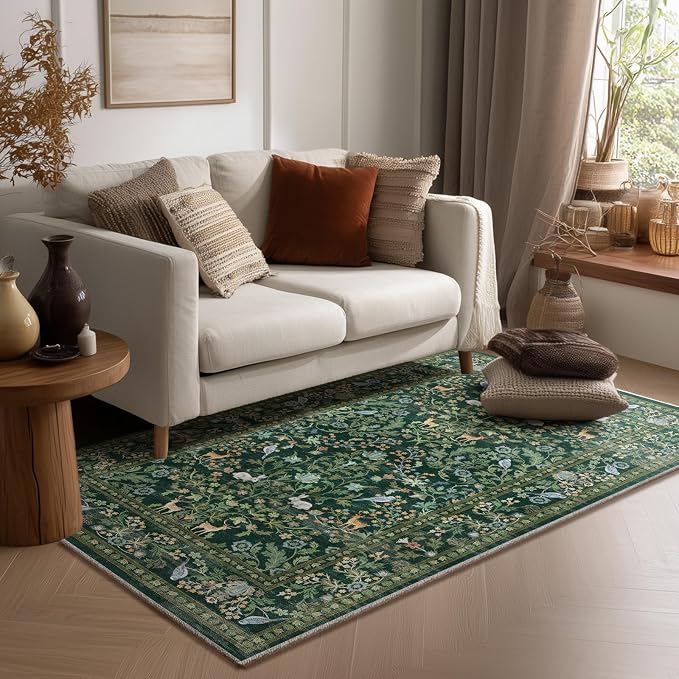 3x5 Small Area Rugs for Entryway: Machine Washable Rug Stain Resistant Non Slip Low Pile Soft Faux Wool Lightweight Entry Rug for Bedroom Living Room Kitchen Laundry Bathroom Office Front Door Indoor