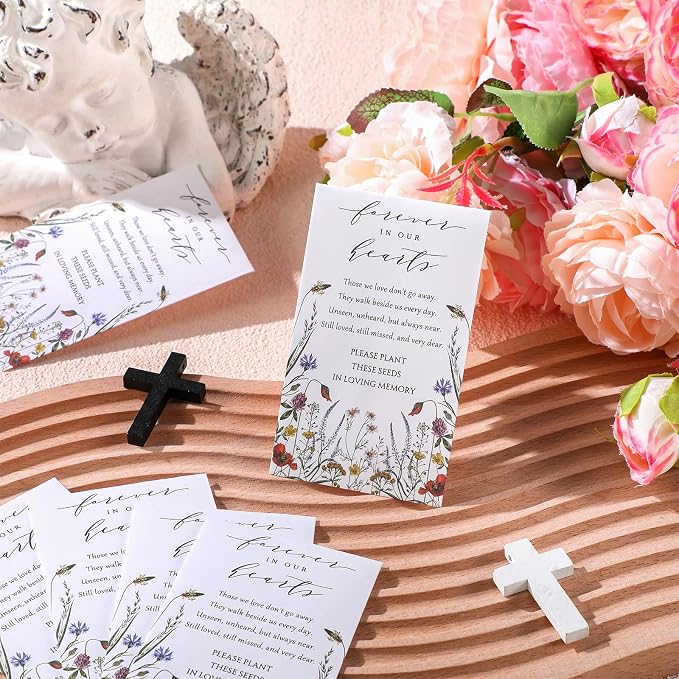 Fumete 120 Pack Wildflower Seed Packets Bulk Memorial Day Wildflower Coin Envelopes Kraft Small Celebration of Life Funeral Favors for Guests Loss of Loved One Veterans Day Gift, 3.9 x 2.4 Inch