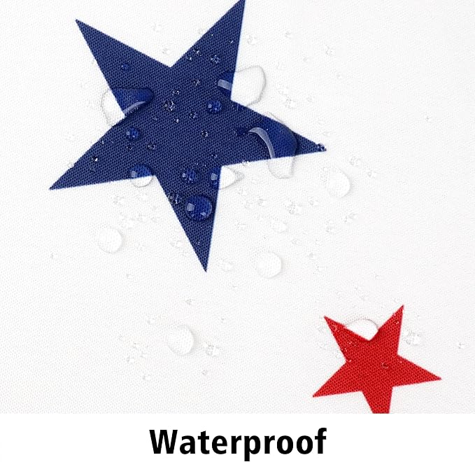 Outdoor Tablecloth with Umbrella Hole and Zipper, Rectangle Patio Table Covers for Spring/Summer, Machine Washable Outdoor Picnic Table Cloth (Star Stripes, 60" × 84" Rectangular)