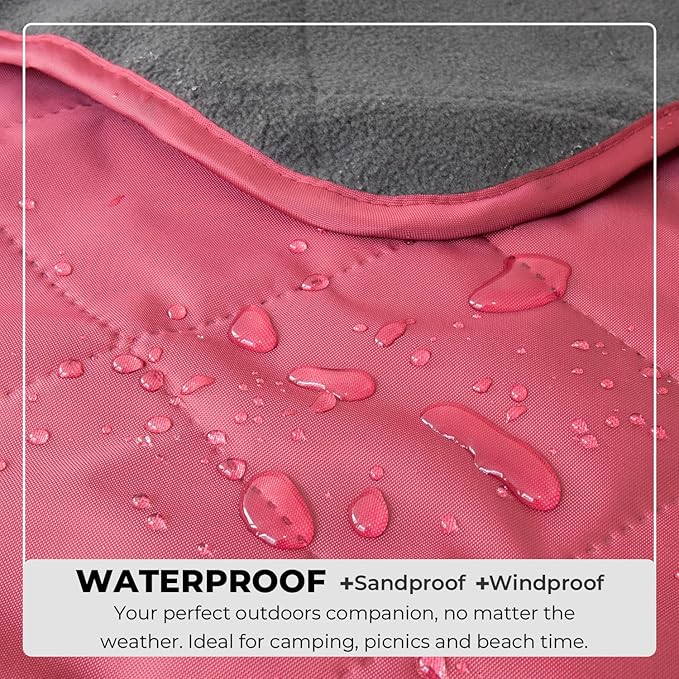 BRAWNTIDE Large Waterproof Outdoor Blanket, Extra Thick Fleece, Warm, Windproof & Sandproof, Quilted Stadium Blanket for Sports Events, Beach, Camping, Picnics, Dogs & Car, 82" x 55