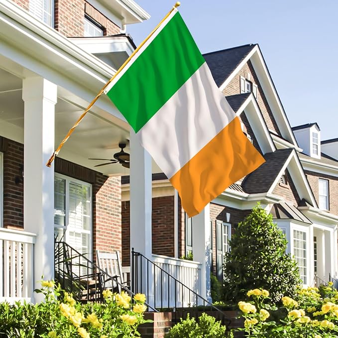 AhfuLife Irish Flag 3x5 Ft, Large Ireland Flag for St Patrick's Day Decorations - Double Side with Brass Eyelets, Bar Garden Street Decoration Indoor Outdoor